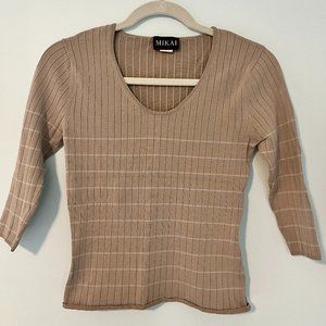 Mikai Women's Tan 3/4 Long-Sleeved Top